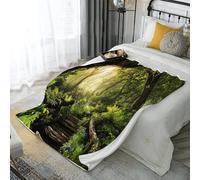 ANALTIRCE Verde Coperta Plaid di Pile 130 × 150 cm Ponte Legno Nella Foresta Densa Super Morbido Giungla Piante Plaid Coperta Pile Divano per Letto in Microfibra per Divano, Letto, Viaggi