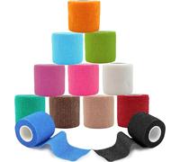 ANAMPION 12 Rotoli Benda Elastica Coesiva 5cmx4.5m Garza Autoadesiva Bende Nastro Crossfit Bendaggio Sportivo Non Tessuto Autoadesivo Benda Salvapelle Fasciature Per Pet Vet Wrap,Mani,Piedi,Ginocchia