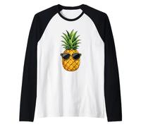 Ananas Cool con Occhiali da Sole Design Estate Tropicale Maglia con Maniche Raglan