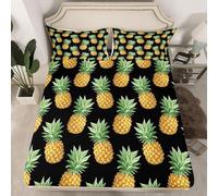 Ananas - Lenzuolo con angoli per letto super king size, motivo frutta 3D, tasca profonda (30 cm), in morbida microfibra, resistente al restringimento, resistente allo sbiadimento, con 2 federe A.2940