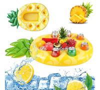 Ananas Pool Bar Gonfiabile Portabevande Galleggiante 2 in 1 Bevande e Snack Bar Pool Bar 7 Fori Grande Capacità Sottobicchieri per Feste Piscina Spiaggia Festa A tema, Portabottiglie Estate Piscina