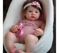 Anano Bambola Reborn Neonato 46cm Femmina Tutta in Silicone Realistica Morbido Prematura Occhi Aperti Toddler Realborn Con Capelli