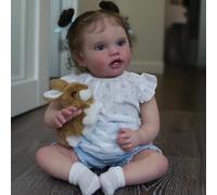 Anano Bambole Reborn Femmina 60cm, Realistica Come Un Vero Neonato - Con Due Dentini Da Latte, Occhi Aperti E Fatti A Mano, Perfetta Per Bambini 3+ Anni
