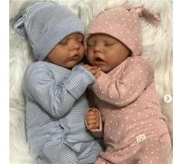 Anano Bambole Reborn Gemelli Femmine 48CM Bambola Reborns Femmina Tutta In Silicone Neonato Bambole Che Sembrano Vere Addormentata Reborn Bagno Femmina Occhi Chiusi