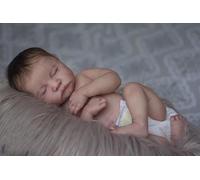 Anano Bambole Reborn In Silicone 45cm Femmina Tutto Il Corpo Con Gli Occhi Aperti, Originale Regalo Di Compleanno Per Bambini (pagliaccetto maglione grigio)