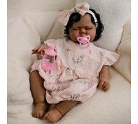 Anano Bambole Reborn Neonato Nero Femmine Toddler 19 Pollice,BamBole Reborn Femmina Bambola Neonato Chiudi Gli Occhi, Re Born Vere Nera Per Bam Bole Re Born