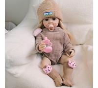Anano Bambole Reborn Ragazza Betty, 22 Pollici Realistico Bambola Bambino Regali Giocattolo Reborn Baby Dolls Ragazza Vinile Silicone Apri Gli Occhi Capelli D'oro Lunghi Regalo Di Natale
