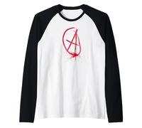 Anarchy Sign Red Punkrocker Band Emo Weirdo Abbigliamento Gotico Maglia con Maniche Raglan