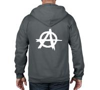 Anarchy Simbolo Felpa Cappuccio e Zip Intera - Anarchica Politici T-Shirt Punk