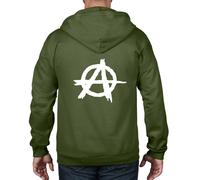 Anarchy Simbolo Felpa Cappuccio e Zip Intera - Anarchica Politici T-Shirt Punk