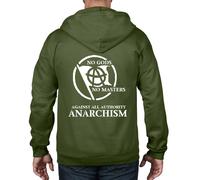 Anarchy Slogan Felpa Cappuccio e Zip Intera - Anarchica Politici T-Shirt Punk