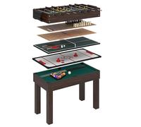 anaterra® Tavolo Multigioco - 9in1, Bambini e Adulti, Multifunzionale, in MDF, con Accessori - Calciobalilla, Biliardino, Biliardo, Ping Pong, Hockey, Shuffleboard, Giochi di Carte, Scacchi, Multigame