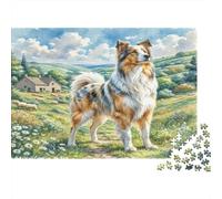 Anatolian Shepherd Dog - Carta resistente - Pastore Australiano nel campo erboso con pecore - Puzzle per adulti - Regalo di compleanno educativo - 38x26cm/1000 pezzi