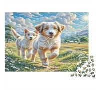 Anatolian Shepherd Dog - Carta riciclata - Due cuccioli che corrono nel campo erboso - Puzzle - Giocattolo educativo per tutta la famiglia - 52x38cm/1000 pezzi