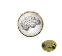 Anatomia Arte immagine cervello umano cuore corpo anatomia pin Anatomico Cervello spilla Accessori Vintage uomini donne gioielli, Small, Bronzo, Vetro, Metallo, Perla