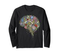 Anatomia del Cervello Floreale Astratta Natura Arte Maglia a Manica