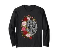 Anatomia del Cervello Umano Floreale neuroscienze psicologia Maglia a Manica