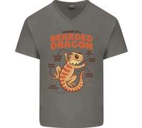Anatomia Del Drago Barbuto Lucertole, Rettili, T-Shirt In Cotone A V Per Uomo