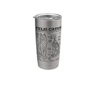 Anatomia del gatto Felis Catus Gatti Scheletro Scheletro Schema Scienza Divertente Bicchiere termico in acciaio inox doppia parete