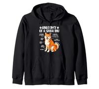 Anatomia di Un Shiba Inu - Cane Giapponese papà Cane Mamma Felpa con Cappuccio