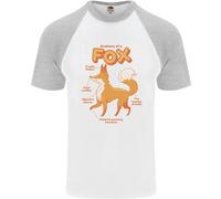 Anatomia Di Una Volpe Maglietta Da Baseball S/S Divertente Per Uomini