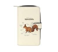Anatomia di uno scoiattolo carino portafogli lunghi grande capacità portafoglio fibbia borsa blocco frizione borsa per banconote contanti moneta carta chiave borsa, Stile:, 19.7x11x3.5cm, Per tutte le