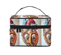Anatomia umana Cuore Grafico Grande Capacità Portatile Impermeabile Borsa Cosmetica 23x17x16cm per Viaggi Sport All'aria Aperta Regalo Compagno di Nozze, Nero , Taglia unica