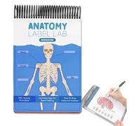 Anatomy Label Lab - Cartella di lavoro creativa con anatomia umana, oltre 100 pagine cancellabili a secco a colori, strumenti di studio di fisiologia, per studenti delle scuole di medicina, medici