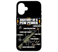 Anatomy of a Pew Pewer - mitragliatrice armi con scritta Custodia per iPhone 16