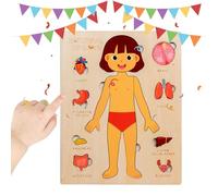 Anatomy Puzzle for Kids, Educational Science Toy, Wooden Interactive Model, Layered Human Body Design, Durable Learning Aid, Full Set for Classroom, Travel, Home, Teaching Use, 8.98x7.09x0.39 Inches