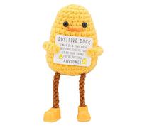 Anatra all'uncinetto positivo: bella bambola d'anatra, un accogliente giocattolo di peluche ispiratore | Simpatico anatra all'uncinetto divertente con carta motivazionale solidale, bella decorazione