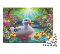Anatra Bianca e Anatroccoli Puzzle 1000 Pezzi Carta Puzzle per Adulti Scena Stagno da Giardino Relax Famiglia Decorazione Casa Regalo 52x38cm/1000pcs