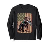 Anatra Caccia Labrador American USA Bandiera Mallard Duck Hunter Maglia a Manica