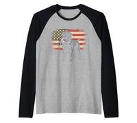 Anatra Caccia Labrador American USA Bandiera Mallard Duck Hunter Maglia con Maniche Raglan