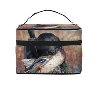 Anatra Caccia Labrador Cane Fresco Cucciolo Nero Animale, Borsa per il trucco Borsa per cosmetici Borsa da viaggio portatile da viaggio Astuccio per matite