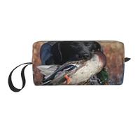 Anatra Caccia Labrador Cane Fresco Cucciolo Nero Animale, Borsa per il trucco Borsa per cosmetici Borsa da toilette da viaggio portatile Borsa per trucco Organizer
