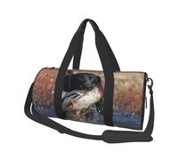 Anatra Caccia Labrador Cane Fresco Cucciolo Nero Animale, Borsone da viaggio di grande capacità Borsa rotonda Borsa da viaggio sportiva Borsa da viaggio Borsa da fitness