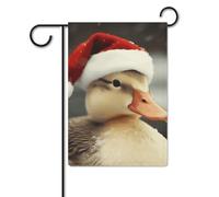 Anatra che indossa cappello di Babbo Natale bandiera 30,5 x 45,7 cm poliestere double face bandiere da giardino bandiere di benvenuto banner decorazione esterna per cortile portico prato