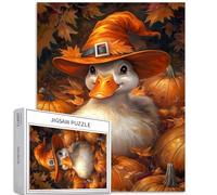 Anatra che indossa cappello di zucca 1000 pezzi puzzle per adulti Halloween a tema arte puzzle colorato fai da te per la decorazione della casa regali puzzle famiglia perfetto per serate di gioco 50 ×