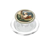 Anatra crema in un angolo di lettura per gli amanti dei libri, lettori Kindle PopSockets PopGrip per MagSafe