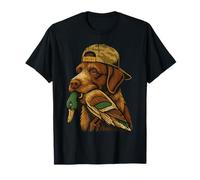 Anatra da Caccia Cane Vintage Divertente Labrador Camouflage Caccia Maglietta
