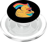 Anatra di gomma arcobaleno bandiera cuore amore stile LGBT PopSockets PopGrip per MagSafe