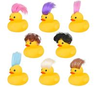 Anatra Di Gomma Con Capelli - Anatre Di Gomma, 8 Pezzi Di Parrucca Di Anatre In Gomma, Acconciature Colorate Per Fai Da Te Decorazione Anatre Per La Casa Camera Dei Bambini, Bagno, Feste Di Compleanno