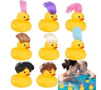 Anatra di gomma con capelli - Bath Ducks 8 pezzi | Acconciature colorate anatre decorazione casa camera dei bambini bagno feste di compleanno e piscine estive