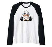 Anatra Divertente Cartone Animato Sollevamento Pesi Palestra Allenamento Maglia con Maniche Raglan
