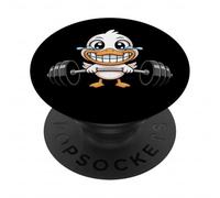 Anatra divertente cartone animato sollevamento pesi palestra allenamento PopSockets PopGrip Adesivo