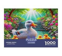 Anatra gialla 100% cartone riciclato Anatra bianca e anatroccoli a Sunlit Water Puzzle da 1000 pezzi per adulti Giochi classici per lo sviluppo del cervello 52x38 cm/1000 pezzi