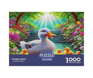 Anatra gialla 100% cartone riciclato Anatra bianca e anatroccoli a Sunlit Water Puzzle da 1000 pezzi per adulti Giochi classici per lo sviluppo del cervello 52x38 cm/1000 pezzi