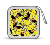 Anatra gialla in gomma con occhiali da sole divertente custodia per CD organizzatore 40 capacità DVD collezione borsa portafoglio libro per auto casa viaggio