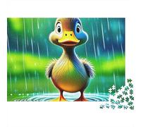 Anatra Gialla Puzzle Difficile 1000 Pezzi per Adulti, Anatroccolo in Piedi sotto la Pioggia in un Campo Verde, Premium, Spesso, Robusto, Alta Qualità, Vivace, Sfidante, Antistress 52x38cm/1000pz
